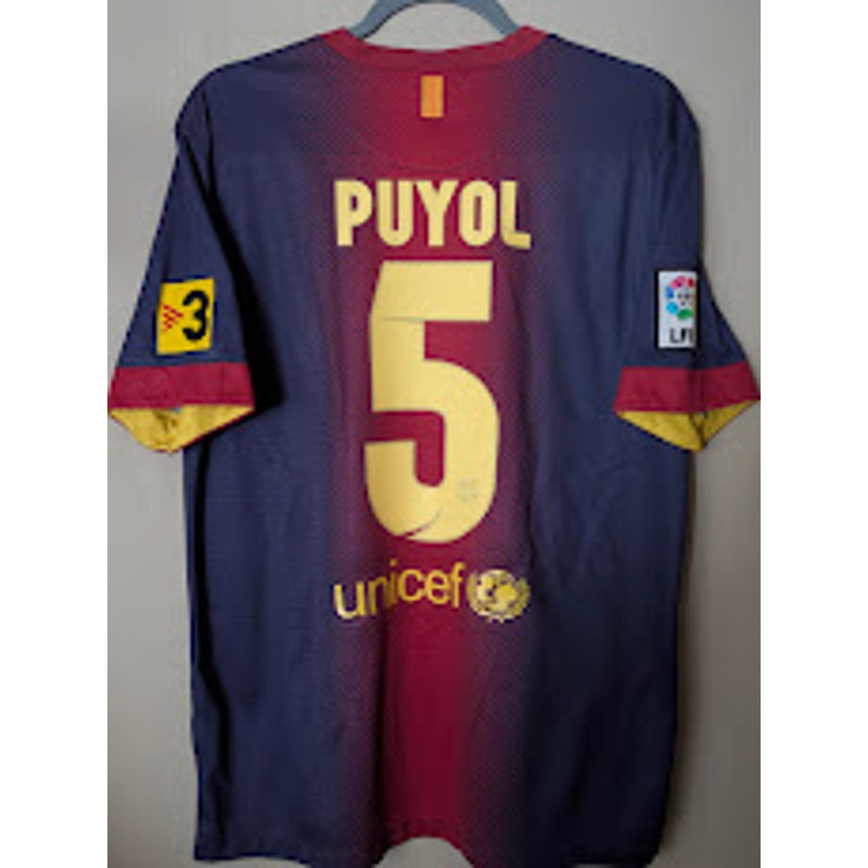 FC Barcelona 2012-13 Home Carles Puyol #5 Jersey Mens Large Nike Captain FIFA CWC Patch