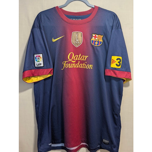 FC Barcelona 2012-13 Home Andres Iniesta #8 Jersey Mens 2XL Nike Club World Cup Champions Badge