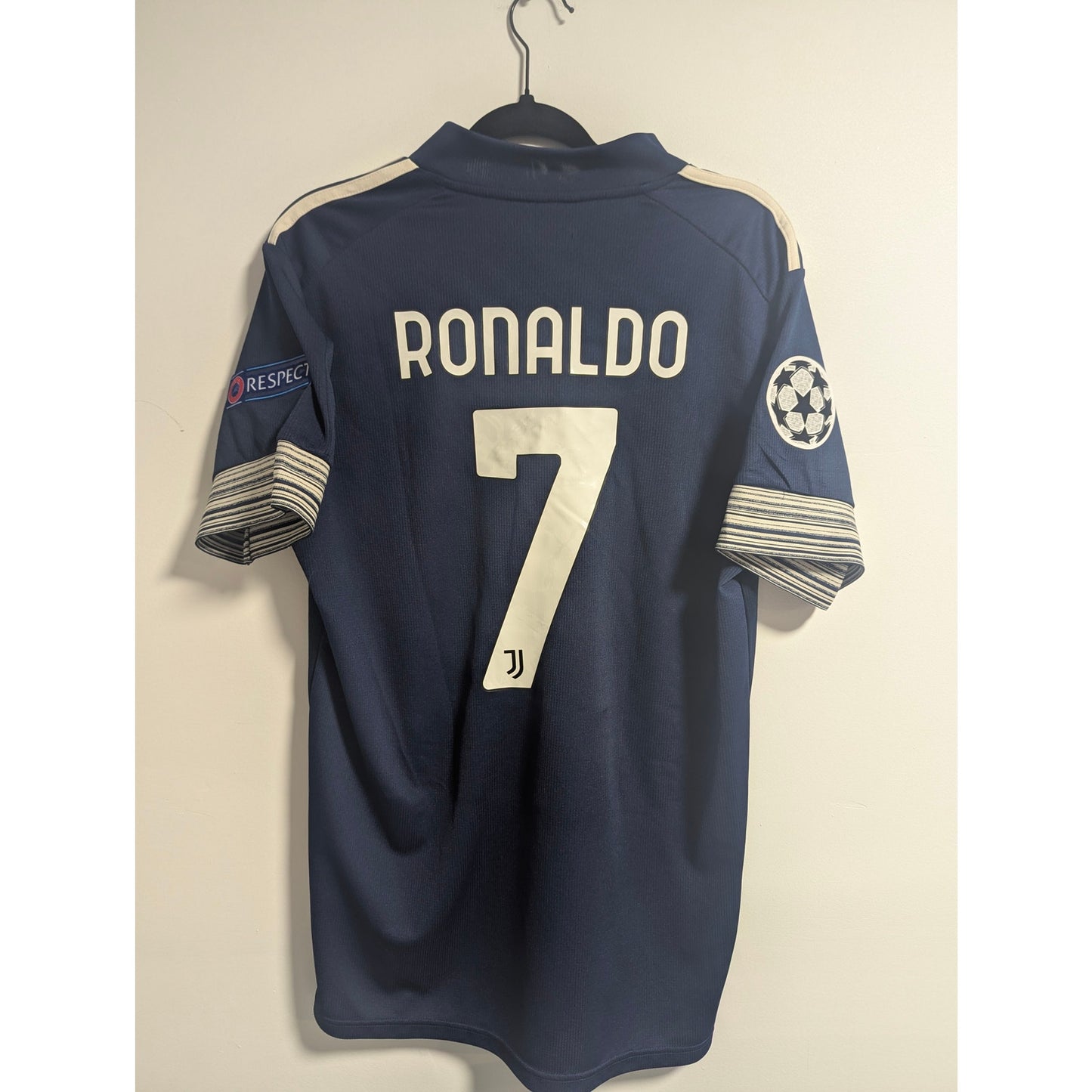 Juventus 2020–21 Away Ronaldo Jersey – Men’s Large | UCL Fully Patched Adidas Shirt