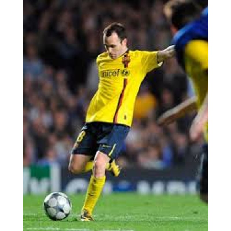 FC Barcelona 2008-09 Away Andrés Iniesta #8 Jersey Men's XXL Nike La Liga Patch Yellow Kit