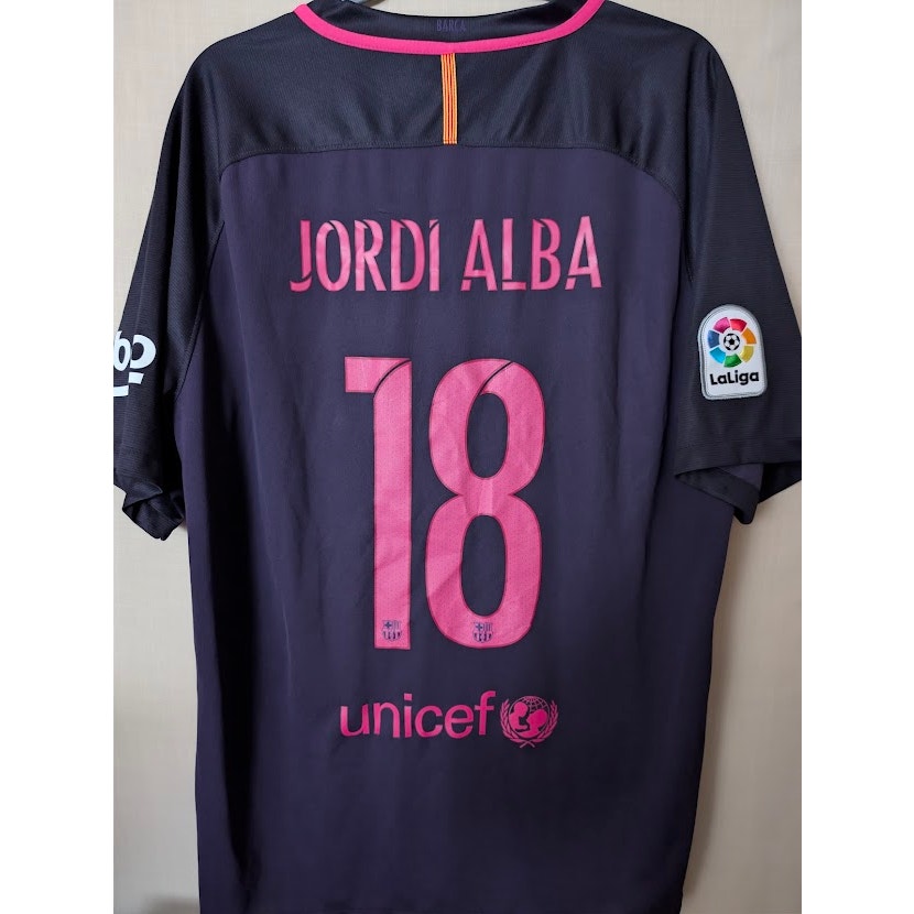 FC Barcelona 2016-17 away Jordi Alba purple jersey, Nike, men's XL