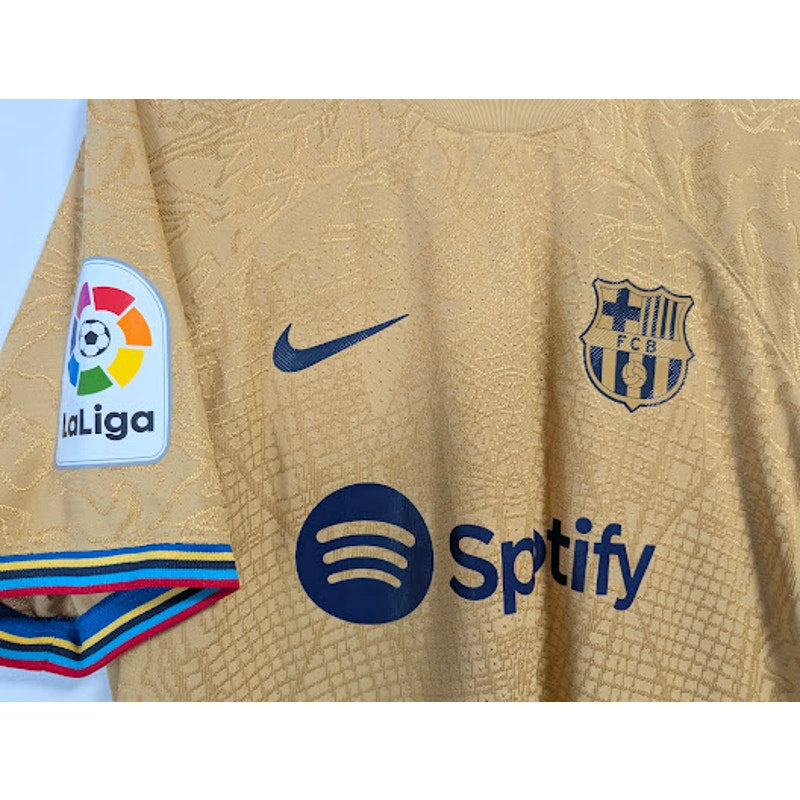 FC Barcelona 2022-23 Away Gavi #30 Jersey Mens Large NWOT Nike Dri-FIT ADV Authentic Gold