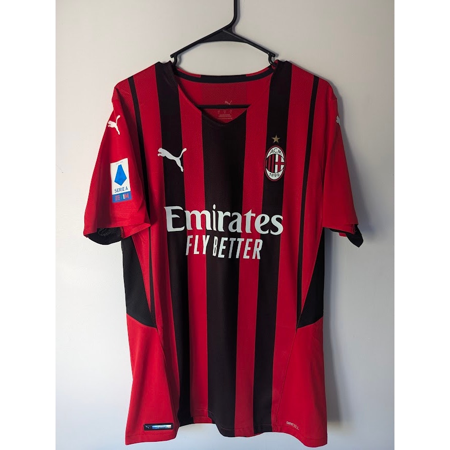 AC Milan 2021–22 Home Ibrahimović Jersey – Men’s Large | Player Version Serie A Fully Patched