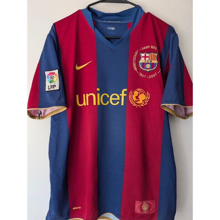 FC Barcelona 2007-08 Home Lionel Messi #19 Jersey Mens Large Nike Vintage