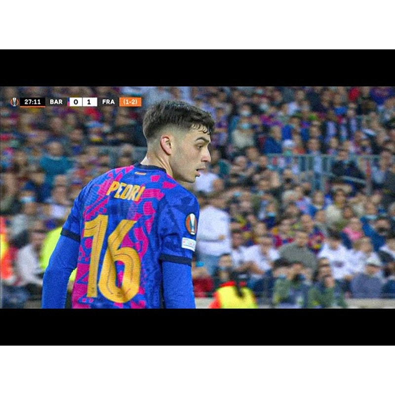 FC Barcelona 2021–22 Third Pedri Jersey – Men’s XL | Europa League Fully Patched Nike Shirt