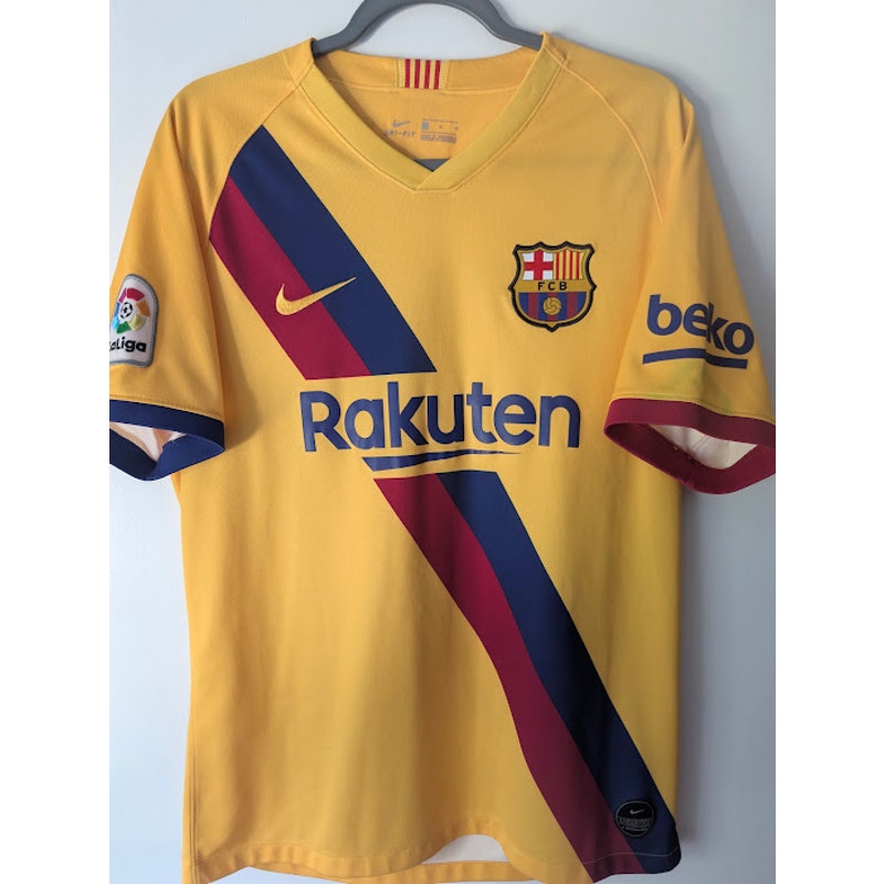 FC Barcelona 2019-20 Away Lionel Messi #10 Jersey Mens Large Nike Yellow