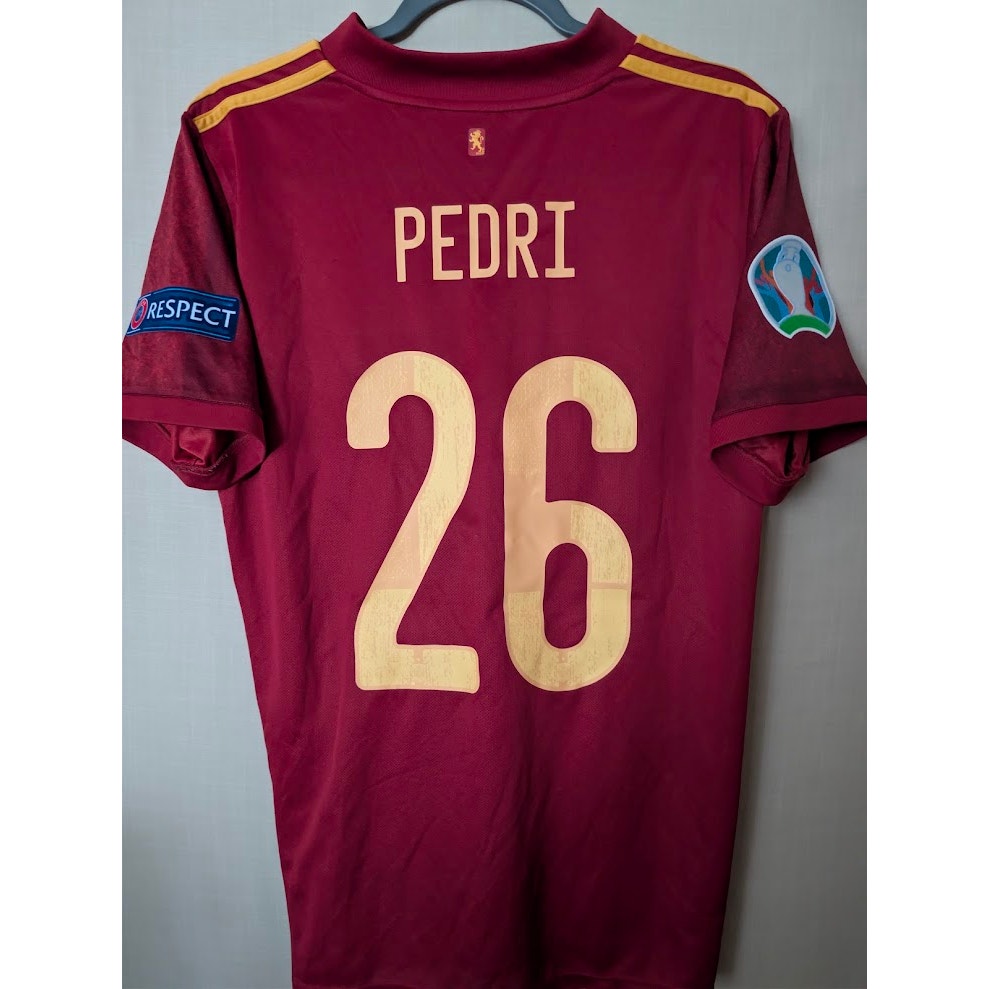 Spain Euro 2020 home Pedri #26 jersey, men's medium