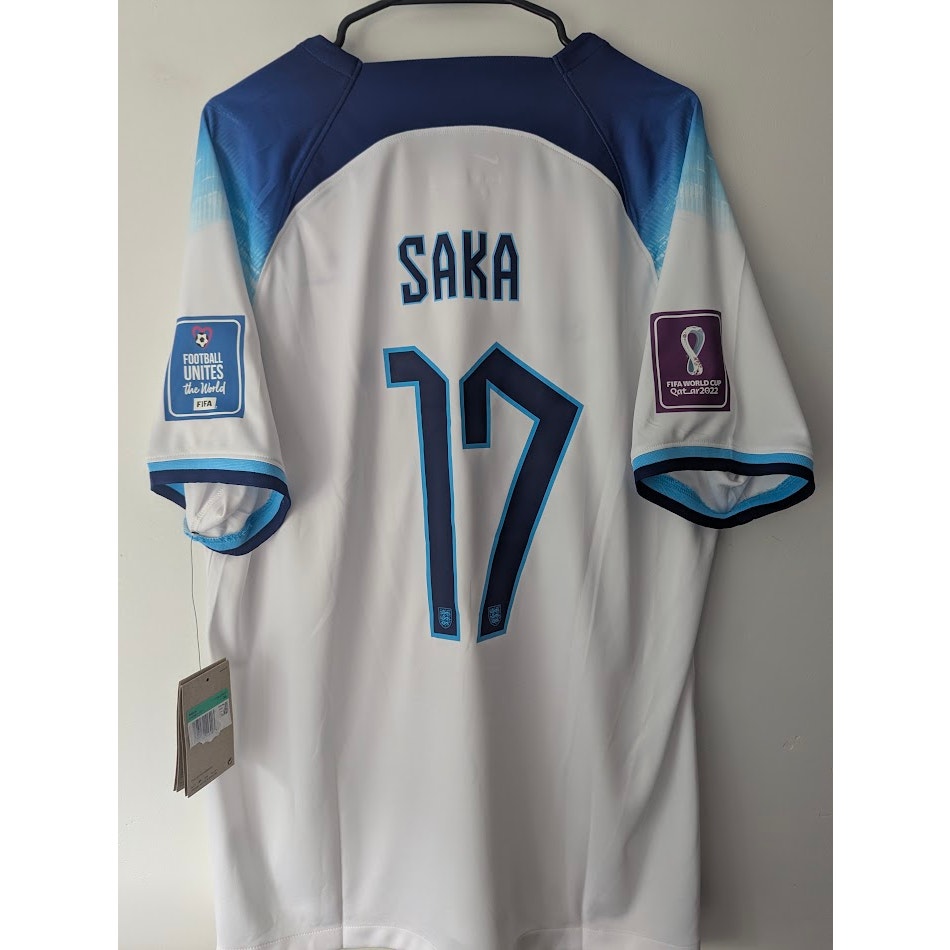 England 2022 Home Bukayo Saka Jersey Men's XL NWT Nike World Cup Fully Patched Rare