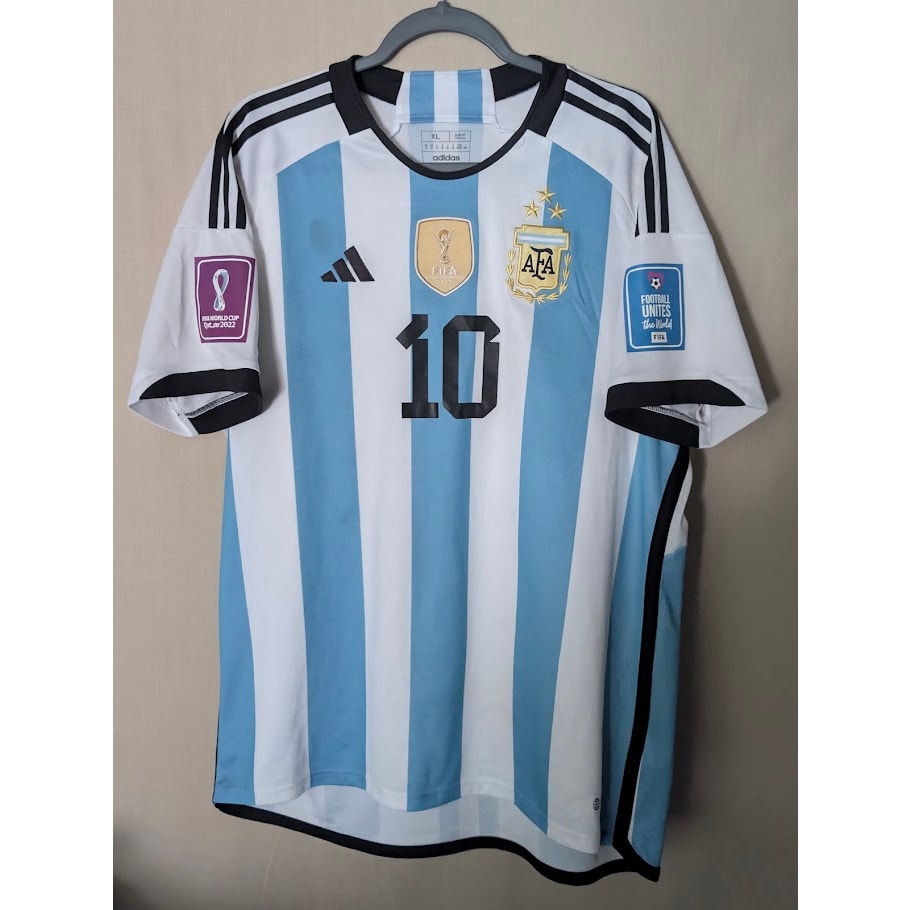 Argentina 2022 Home Lionel Messi Jersey World Cup Fully Patched Men's XL