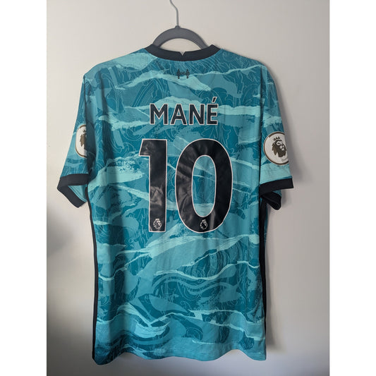 Liverpool 2020-21 Away Sadio Mane Jersey Men’s Large Nike EPL Fully Patched Soccer Shirt