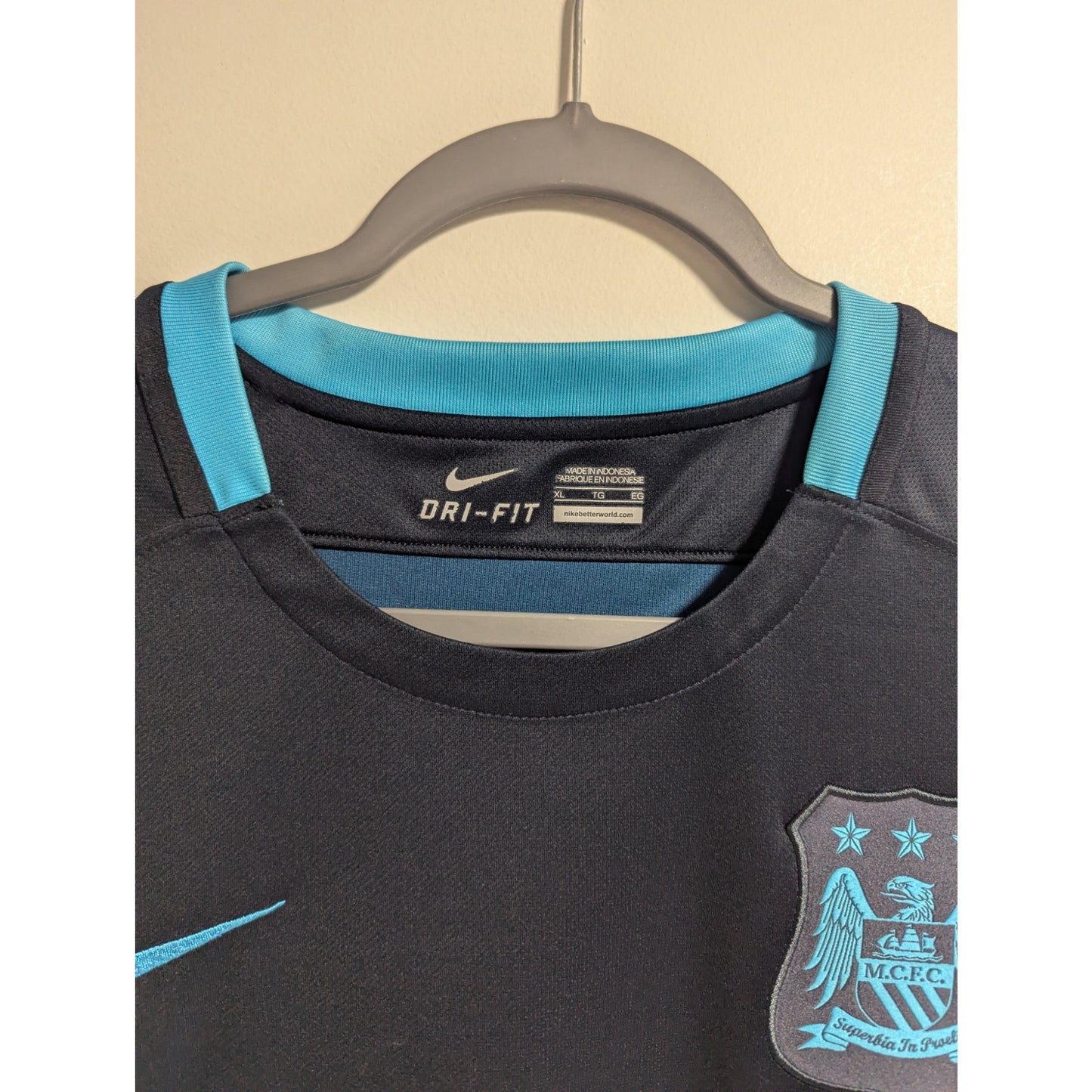 Manchester City 2015-16 Sergio Aguero Away Jersey Men’s XL Nike UCL Soccer Shirt
