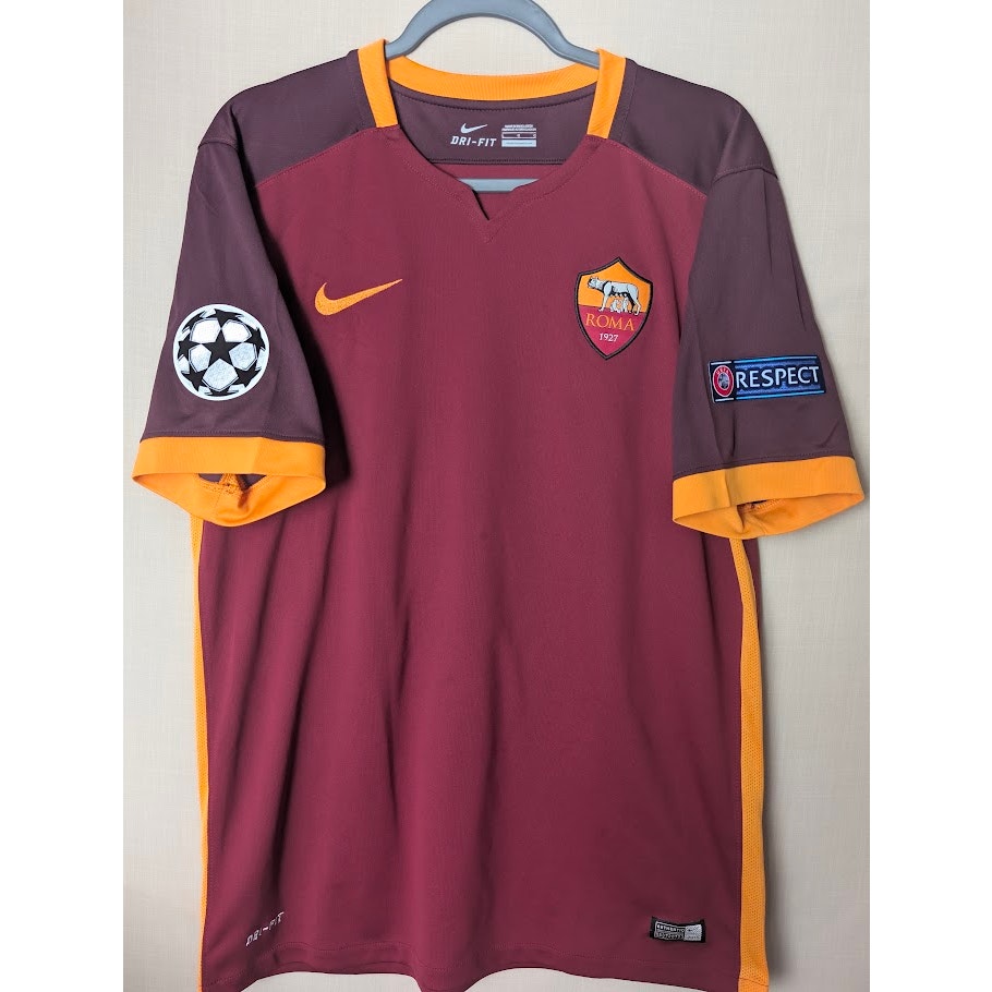 AS Roma 2015-16 Home Mohamed Salah Jersey Men's Large Nike UCL Fully Patched