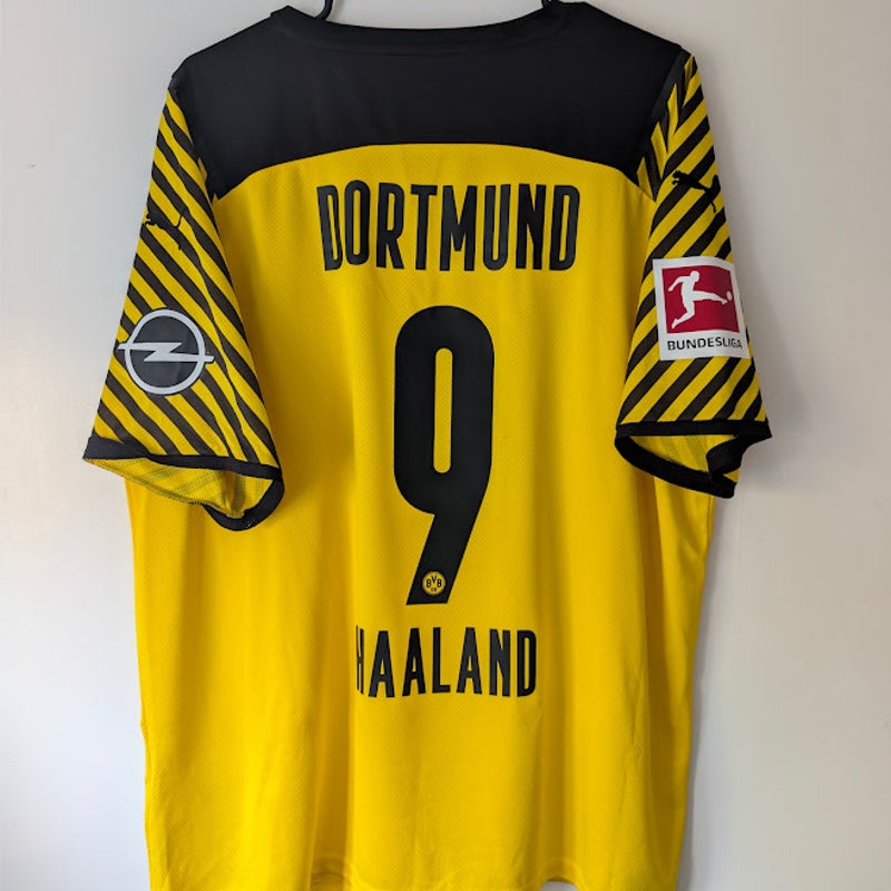 Borussia Dortmund 2021-22 Home Erling Haaland 9 Jersey Men's XXL PUMA Bundesliga Fully Patched