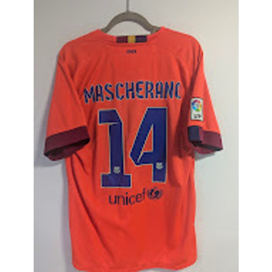 FC Barcelona 2014-15 Javier Mascherano Away Jersey Men’s Large Nike Soccer Shirt