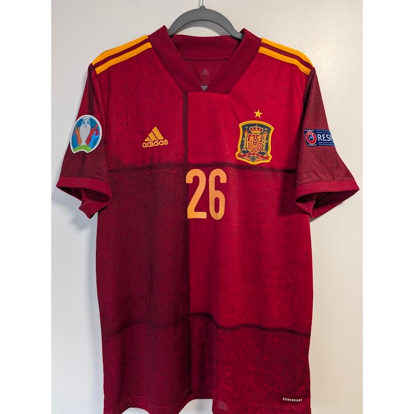Spain 2020 Home Pedri Jersey Men's Large adidas UEFA Euro 2020 Fully Patched Rare
