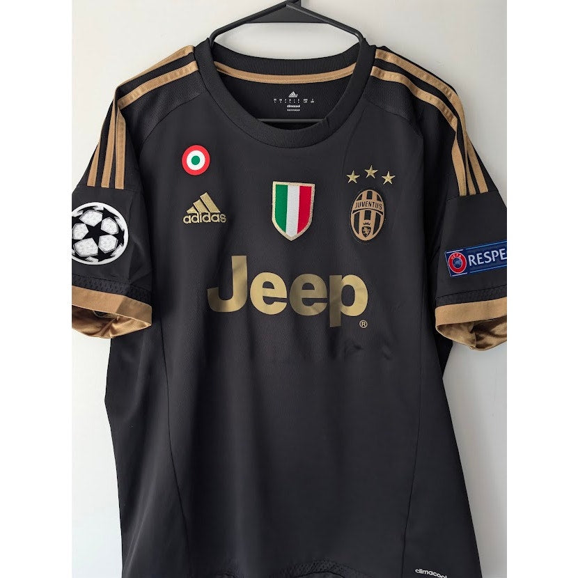 Juventus 2015-16 Third Paul Pogba Jersey Men's Large Black Gold UCL Fully Patched Rare