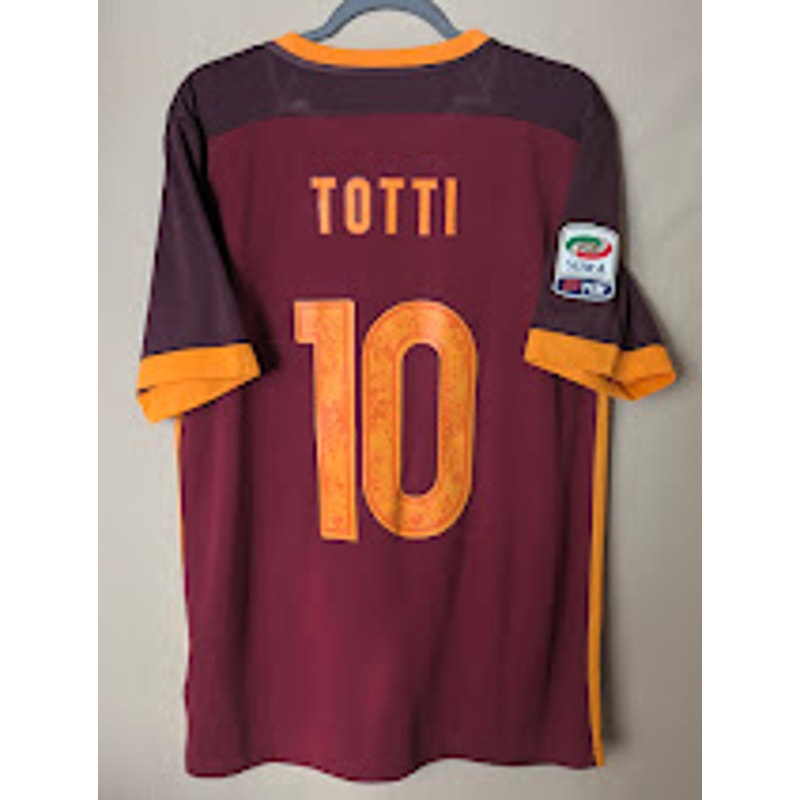 AS Roma 2015–16 Home Totti Authentic Jersey – Men’s Large Serie A Fully Patched