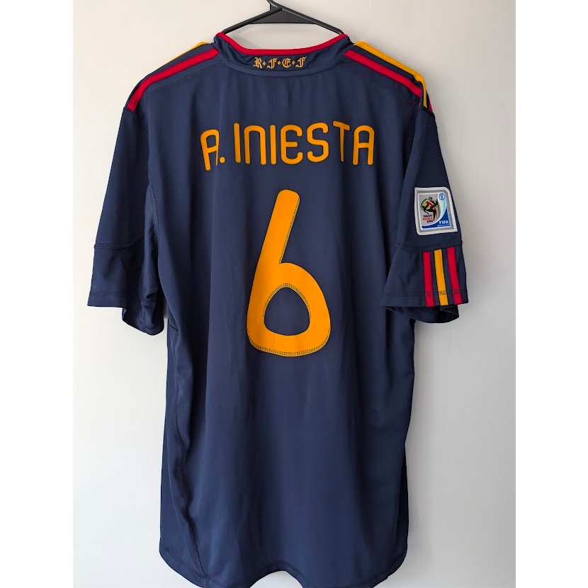 Spain 2010 Away Andrés Iniesta Jersey Men's XL Adidas World Cup Final Match Details Fully Patched
