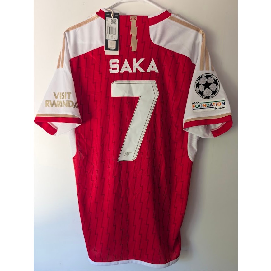 Arsenal 2023-24 Home Bukayo Saka #7 Jersey Mens Large NWT adidas UCL Fully Patched