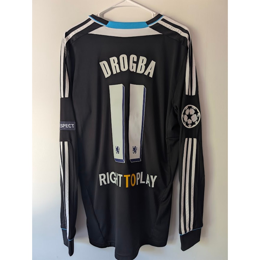 Chelsea 2011-12 Away Didier Drogba #11 Jersey Long Sleeve Mens Large adidas UCL Fully Patched