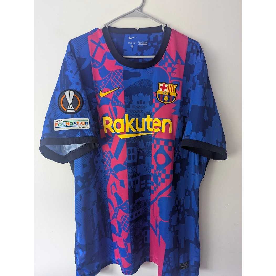 FC Barcelona 2021–22 Third Pedri Jersey – Men’s 2XL | Europa League Fully Patched Nike Shirt