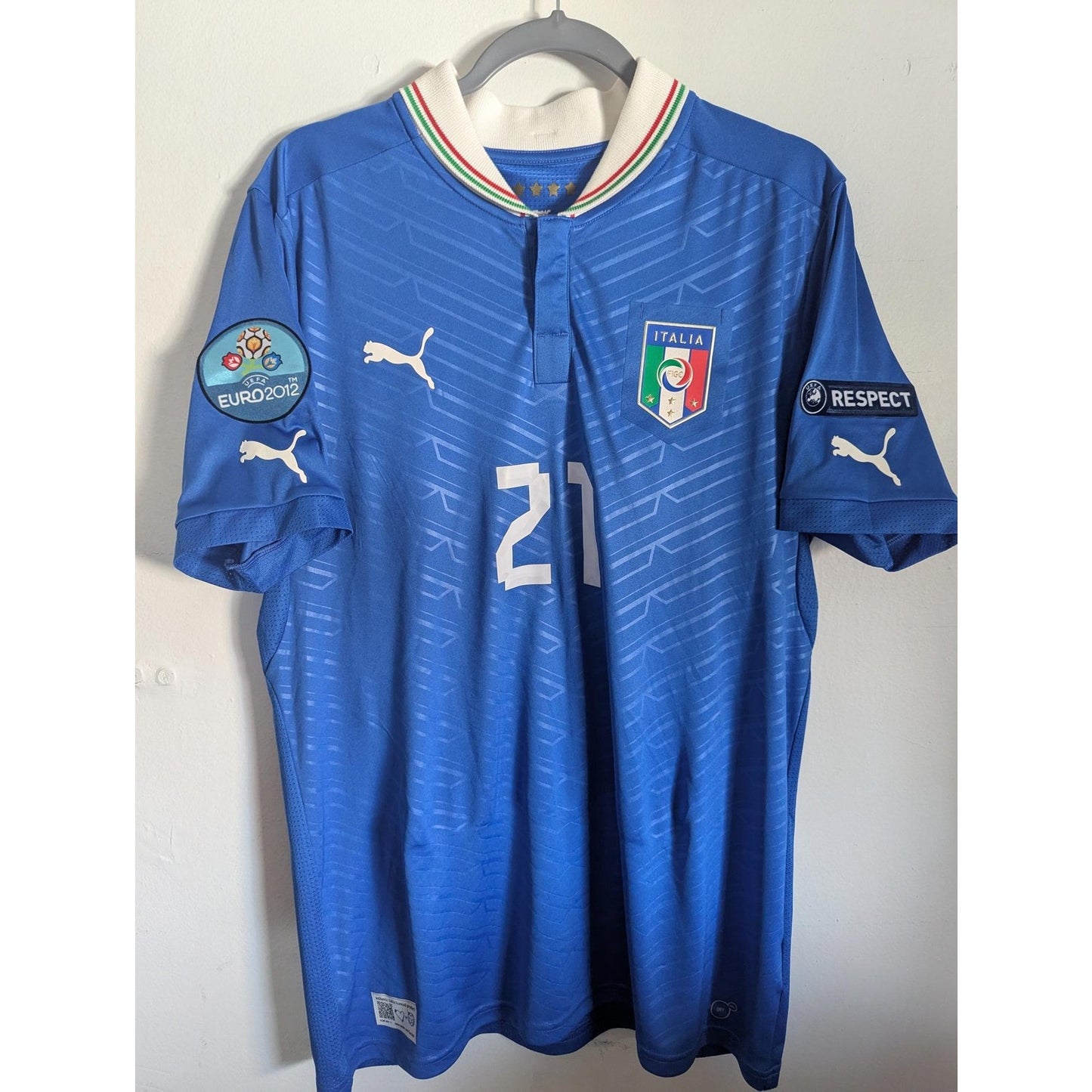 Italy 2012 Home Andrea Pirlo Jersey - Men's Large - Fully Patched