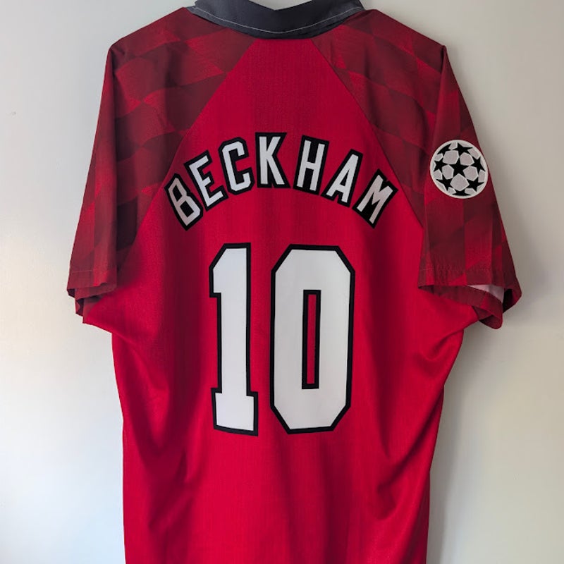 Manchester United 1996-98 Home David Beckham 10 Jersey Men's Large Umbro UCL Fully Patched