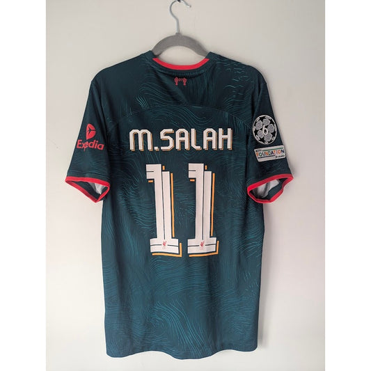 Liverpool 2022–23 Third Salah Jersey – Men’s Large | UCL Fully Patched Nike Shirt
