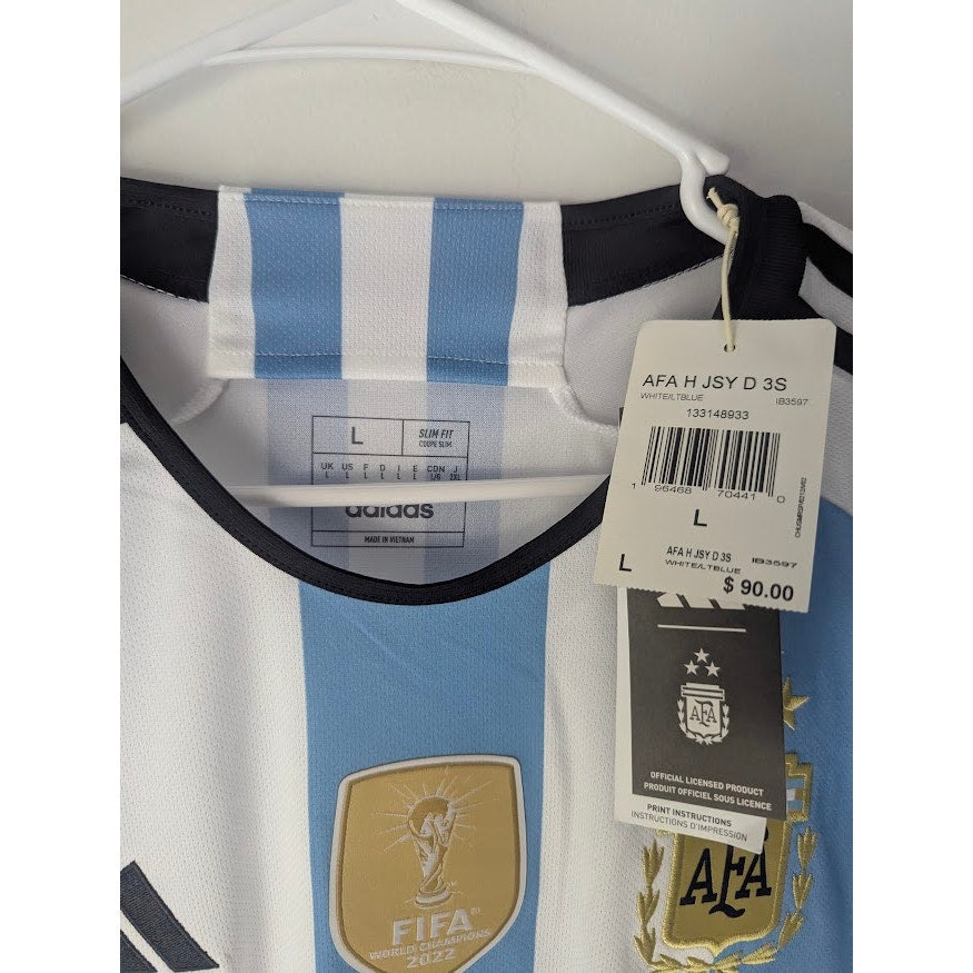 Argentina 2022 Home Messi Jersey – Men’s Large | NWT World Cup Fully Patched Shirt