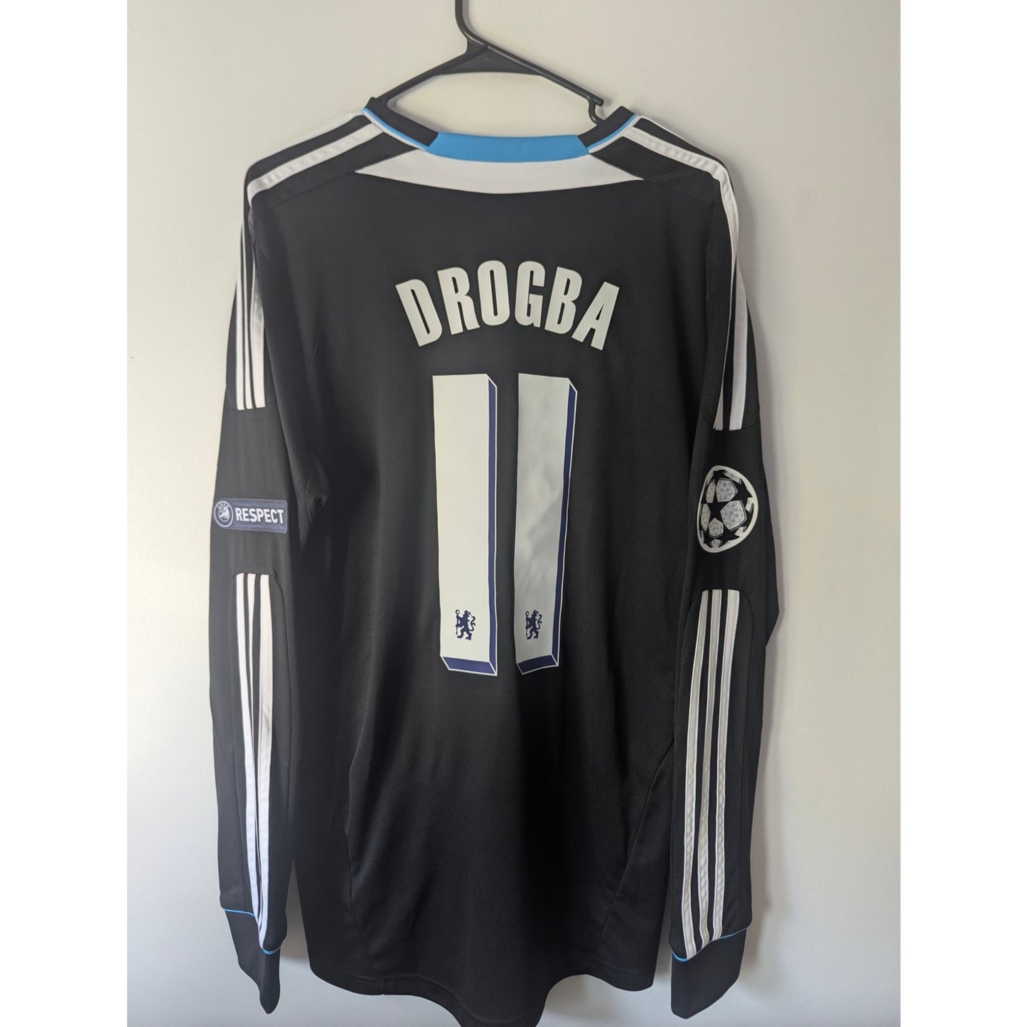 Chelsea 2011–12 Away Drogba Longsleeve Jersey – Men’s Large | UCL Fully Patched Shirt