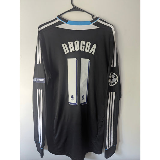 Chelsea 2011–12 Away Drogba Longsleeve Jersey – Men’s Large | UCL Fully Patched Shirt