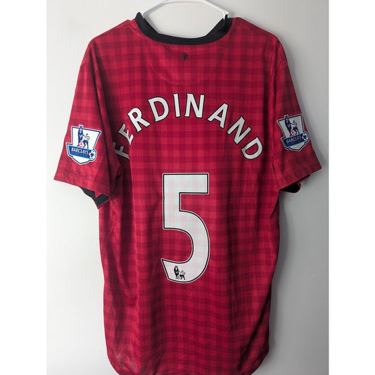 Manchester United 2012–13 Home Ferdinand Jersey – Men’s XL | EPL Patched Nike Shirt