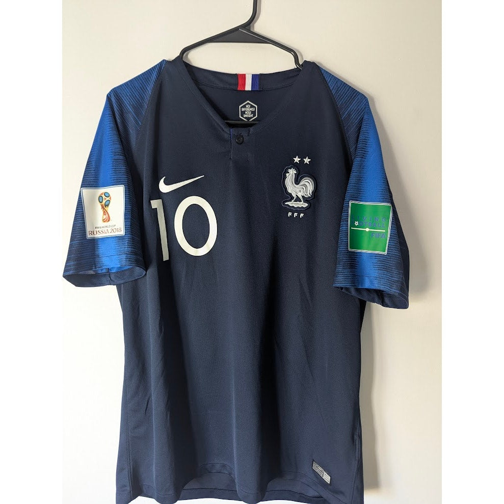 France 2018 Home Mbappé Jersey – Men’s Large | World Cup Fully Patched Shirt