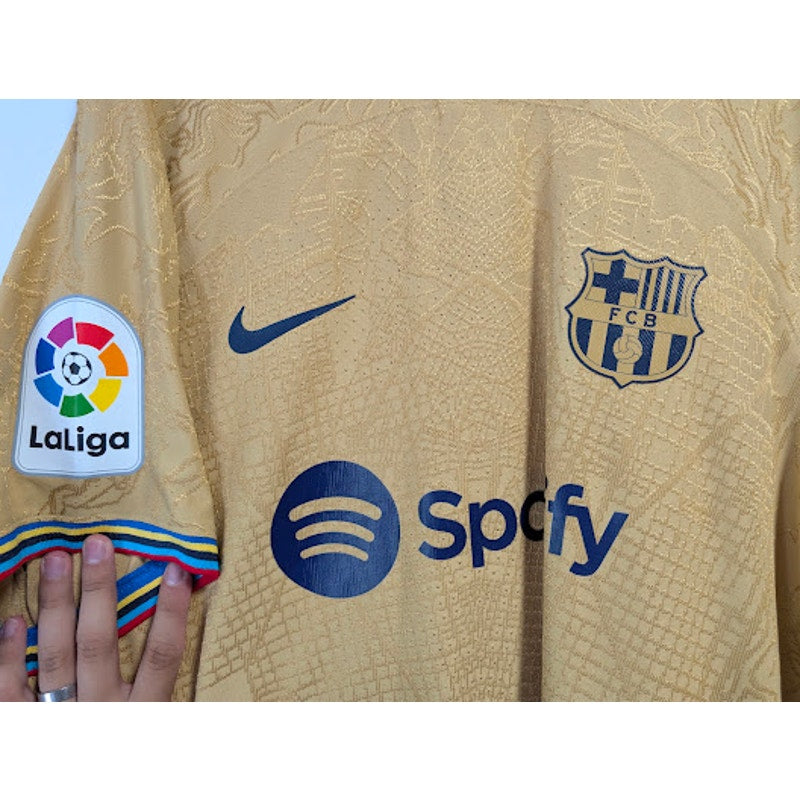FC Barcelona 2022-23 Away Pedri #8 Jersey Mens 2XL NWT Nike Dri-FIT ADV Authentic Gold