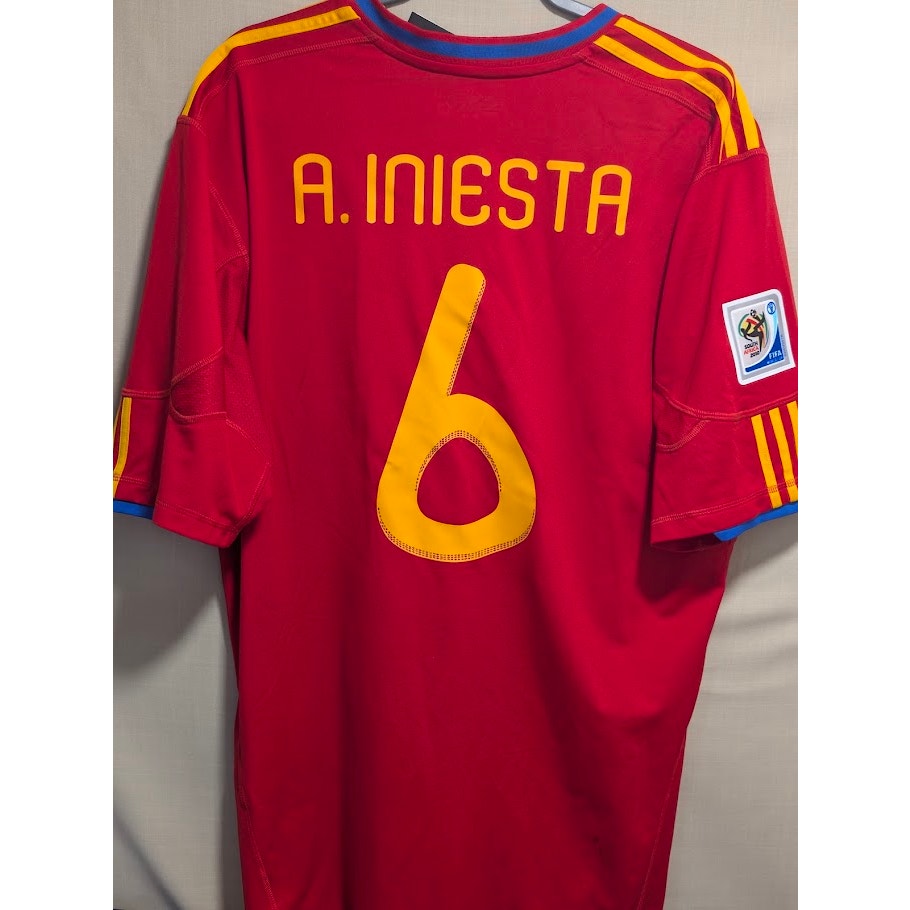 Spain 2010 Home Andres Iniesta Jersey NWT Mens 2XL World Cup Fully Patched