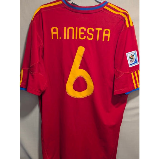 Spain 2010 World Cup home Andres Iniesta jersey, men's 2XL