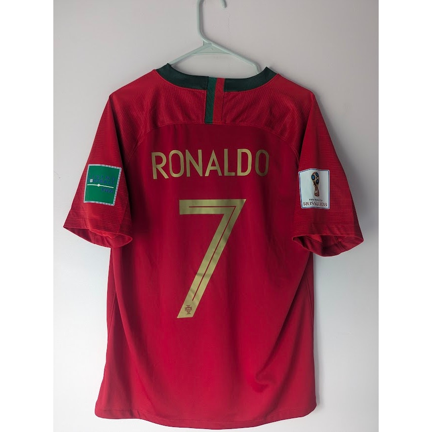 Portugal 2018 Home Ronaldo Jersey – Men’s Large | World Cup Fully Patched Nike Shirt