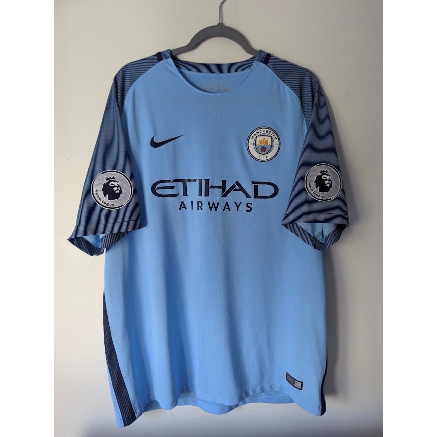 Manchester City 2016-17 Home David Silva Jersey Men's XL EPL Fully Patched