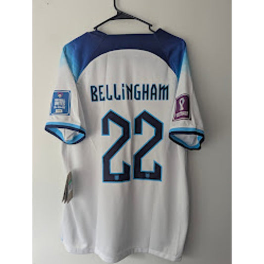 England 2022 Home Jude Bellingham Jersey Men's XL NWT Nike World Cup Fully Patched