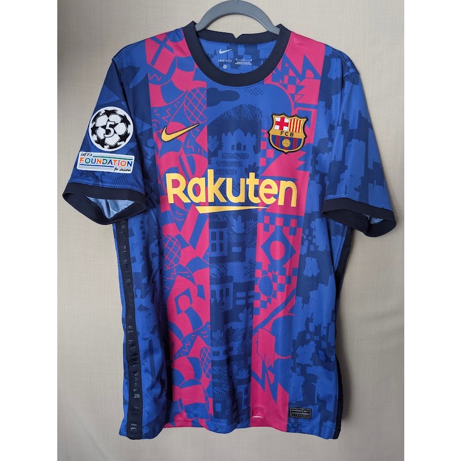 FC Barcelona 2021-22 Third Gavi Jersey Mens Medium Nike UCL Fully Patched