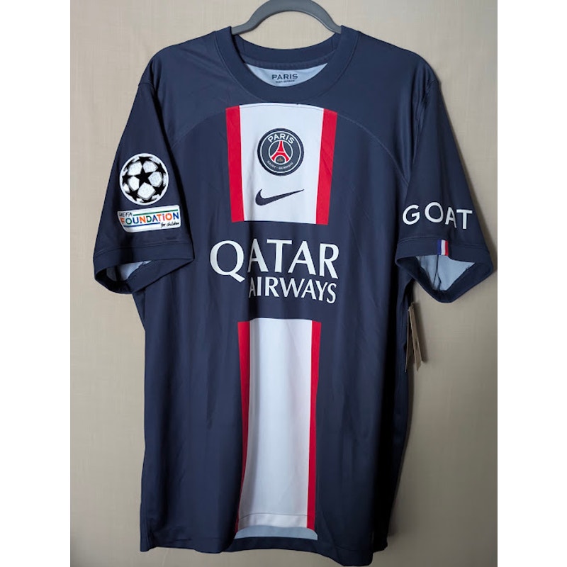 PSG 2022-23 Home Kylian Mbappe Jersey | Men's XL | NWT UCL Fully Patched