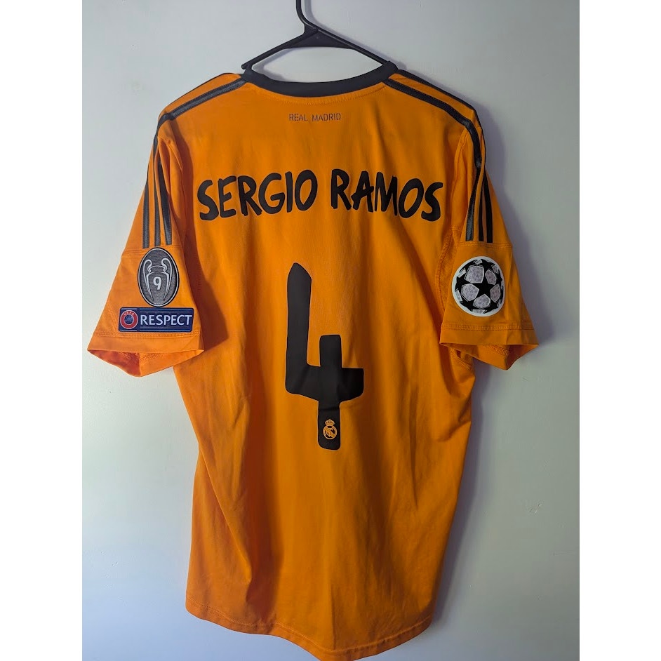 Real Madrid 2013-14 Third Sergio Ramos Jersey Men’s Large Adidas UCL Fully Patched