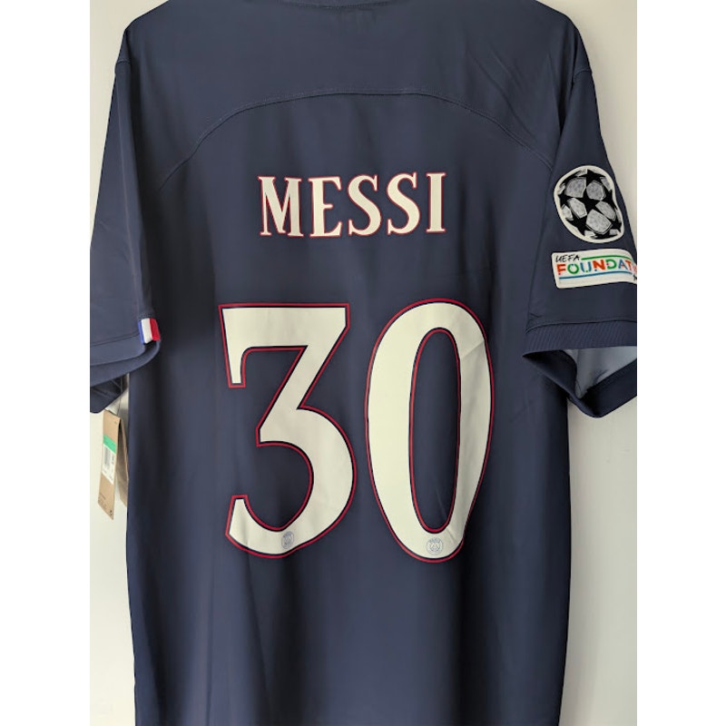 PSG 2022-23 Home Lionel Messi #30 Jersey Mens XL Nike UCL Fully Patched Vintage