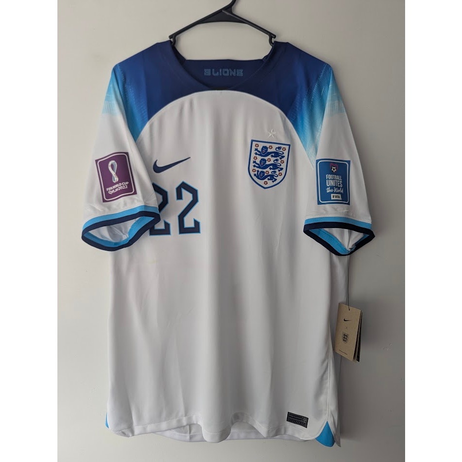 England 2022 Home Jude Bellingham Jersey Men's XL NWT Nike World Cup Fully Patched