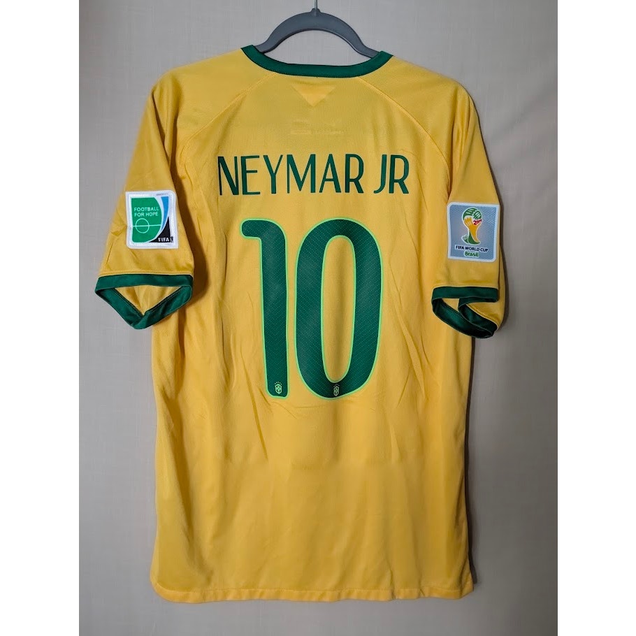 Brazil 2014 Home Neymar Jr Jersey Men's Large World Cup Patched Rare