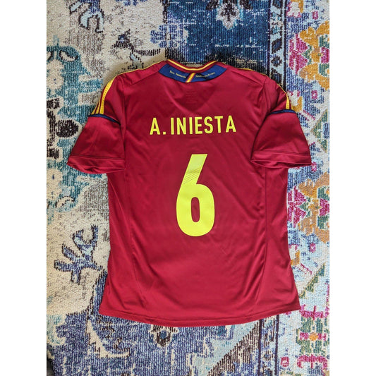 2012 Spain Home Andres Iniesta Jersey - Men's XL - Fully Patched