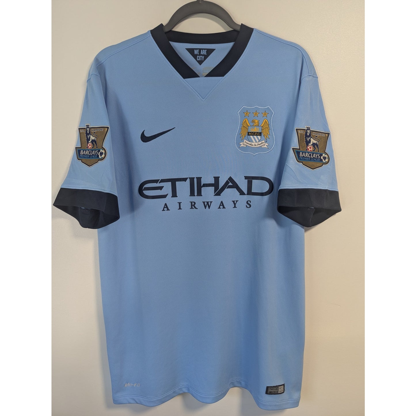 Manchester City 2014-15 Home Sergio Aguero Jersey Men's XL Authentic Nike Kit