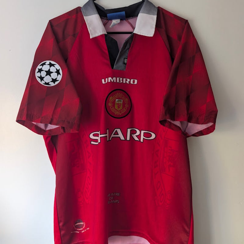 Manchester United 1996-98 Home David Beckham 10 Jersey Men's Large Umbro UCL Fully Patched