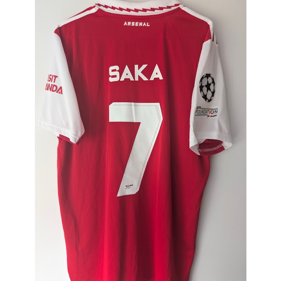 Arsenal 2022-23 Home Bukayo Saka Jersey Men's XL Authentic Adidas UCL Patched