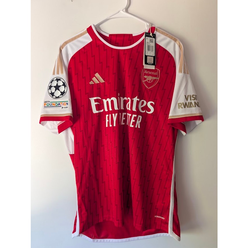 Arsenal 2023-24 Home Bukayo Saka #7 Jersey Mens Large NWT adidas UCL Fully Patched